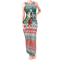 Hawaiian Skull Surfs Tank Maxi Dress Mele Kalikimaka Palaka Quilt Pattern LT9 Women Green - Polynesian Pride