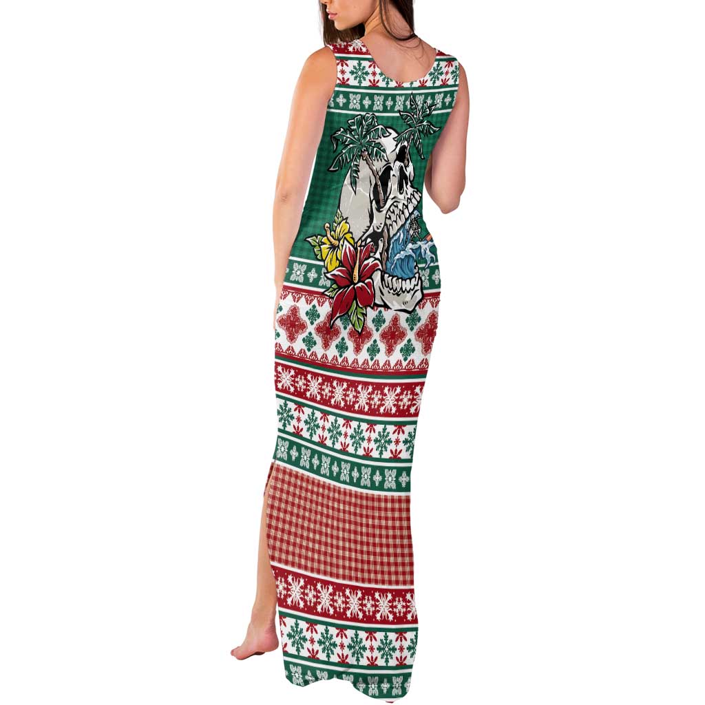 Hawaiian Skull Surfs Tank Maxi Dress Mele Kalikimaka Palaka Quilt Pattern LT9 - Polynesian Pride