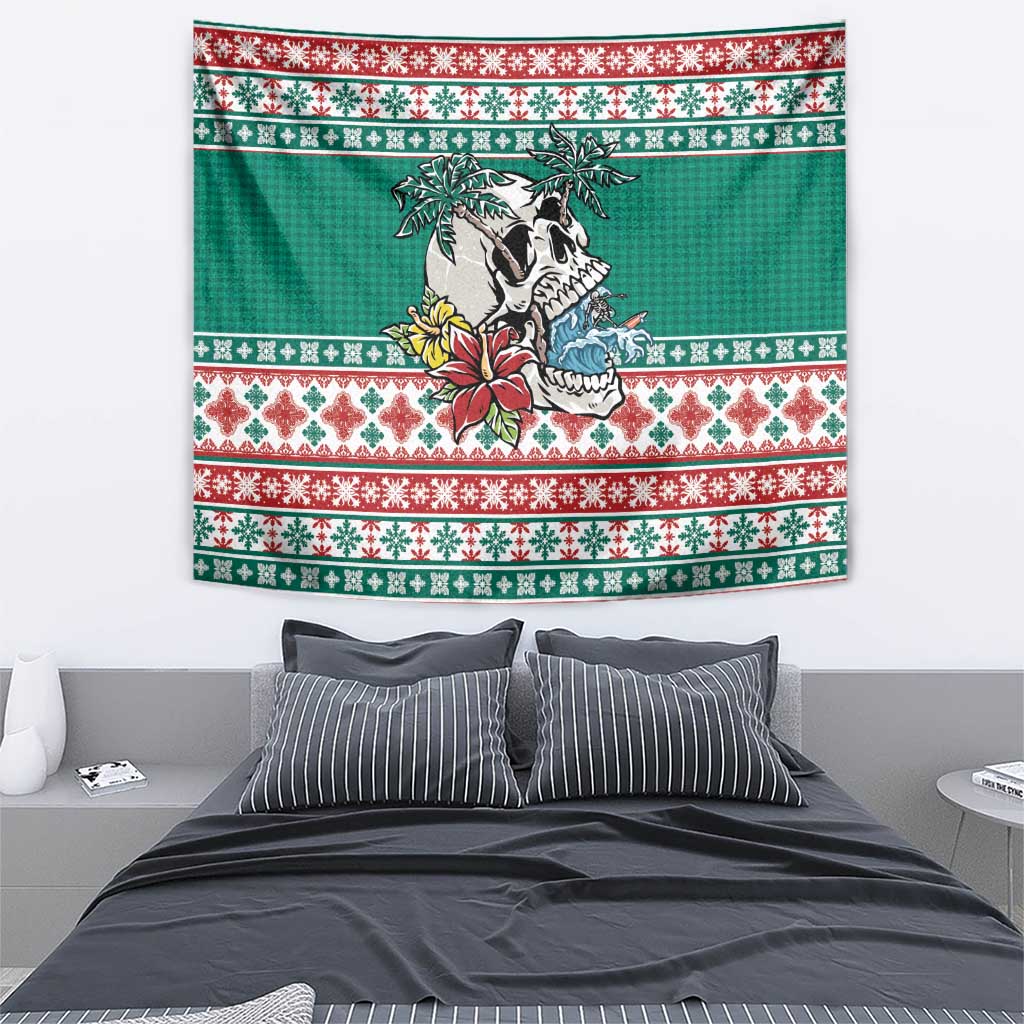 Hawaiian Skull Surfs Tapestry Mele Kalikimaka Palaka Quilt Pattern LT9 - Polynesian Pride