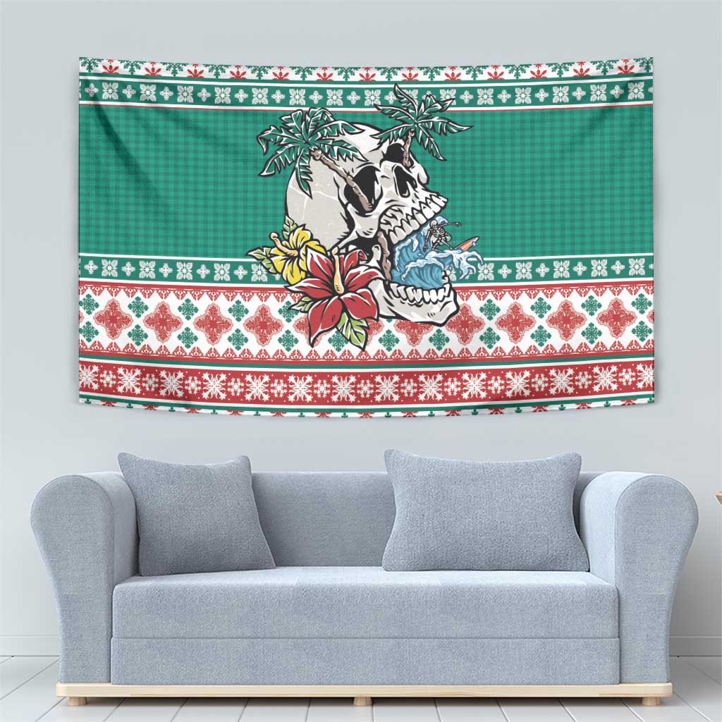 Hawaiian Skull Surfs Tapestry Mele Kalikimaka Palaka Quilt Pattern LT9 - Polynesian Pride