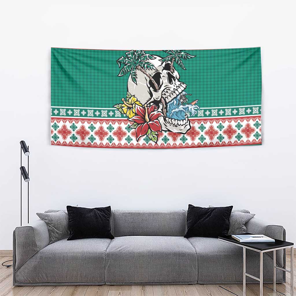 Hawaiian Skull Surfs Tapestry Mele Kalikimaka Palaka Quilt Pattern LT9 - Polynesian Pride