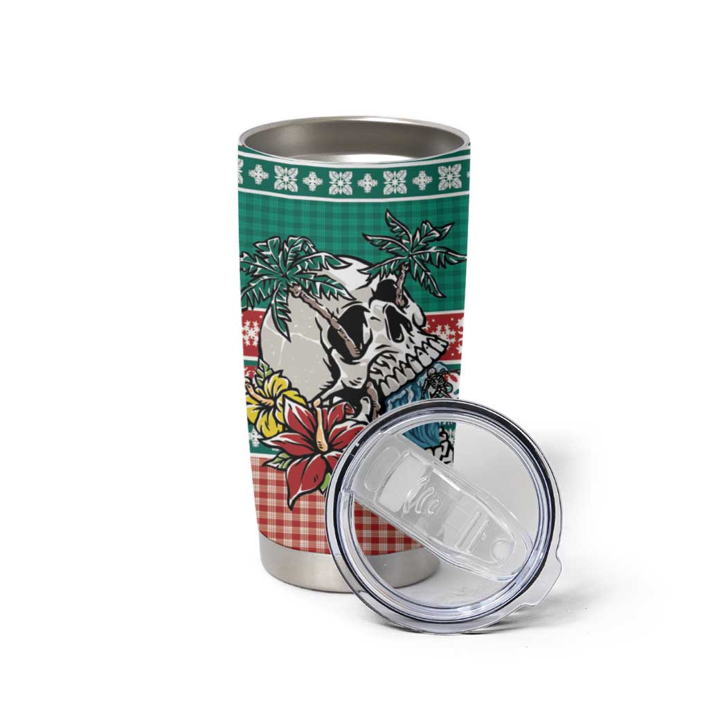 Hawaiian Skull Surfs Tumbler Cup Mele Kalikimaka Palaka Quilt Pattern LT9 - Polynesian Pride