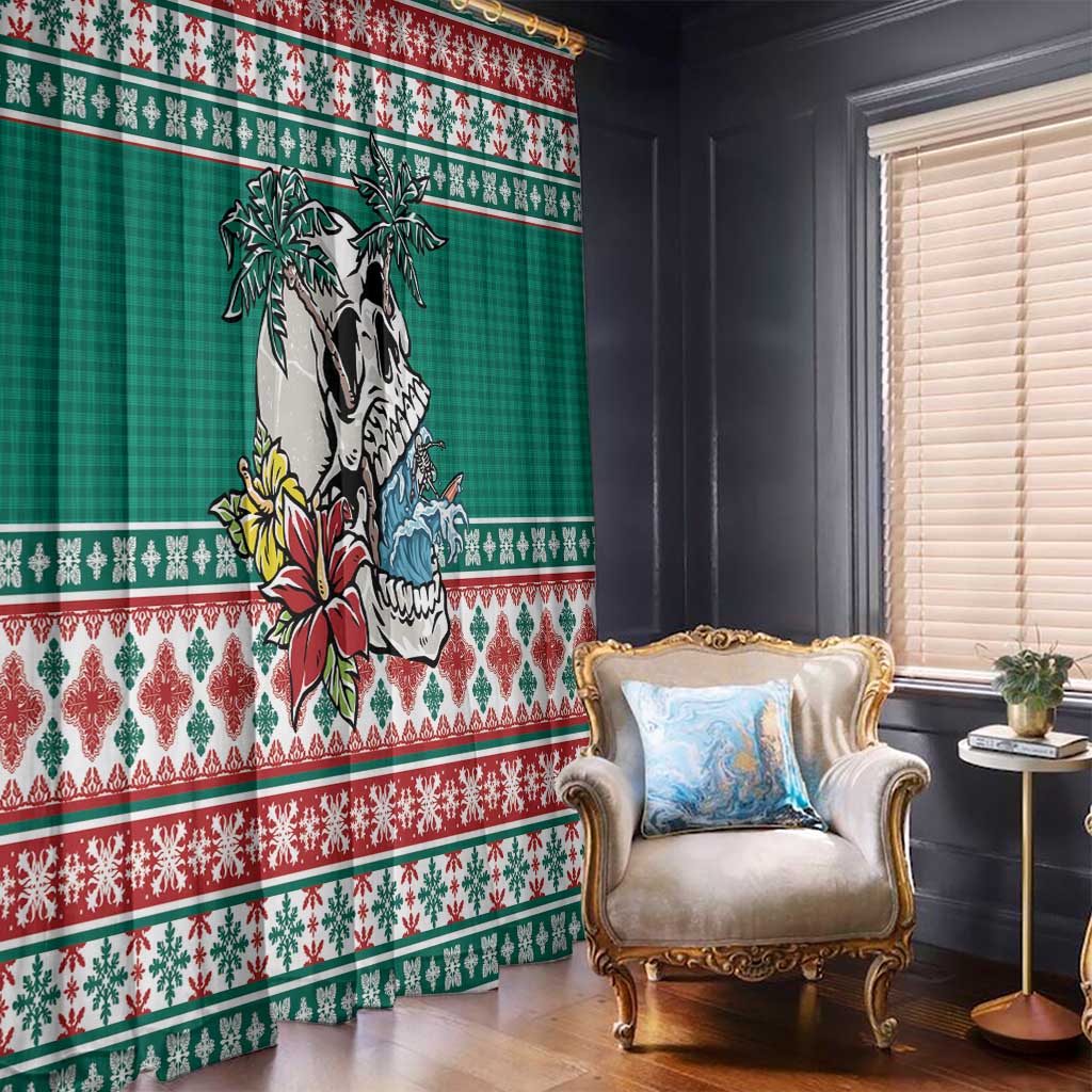 Hawaiian Skull Surfs Window Curtain Mele Kalikimaka Palaka Quilt Pattern LT9 - Polynesian Pride