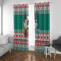 Hawaiian Skull Surfs Window Curtain Mele Kalikimaka Palaka Quilt Pattern LT9 With Grommets Green - Polynesian Pride