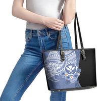 Aloha Vintage Hawaii Tribal Leather Tote Bag Blue Style LT9 - Polynesian Pride