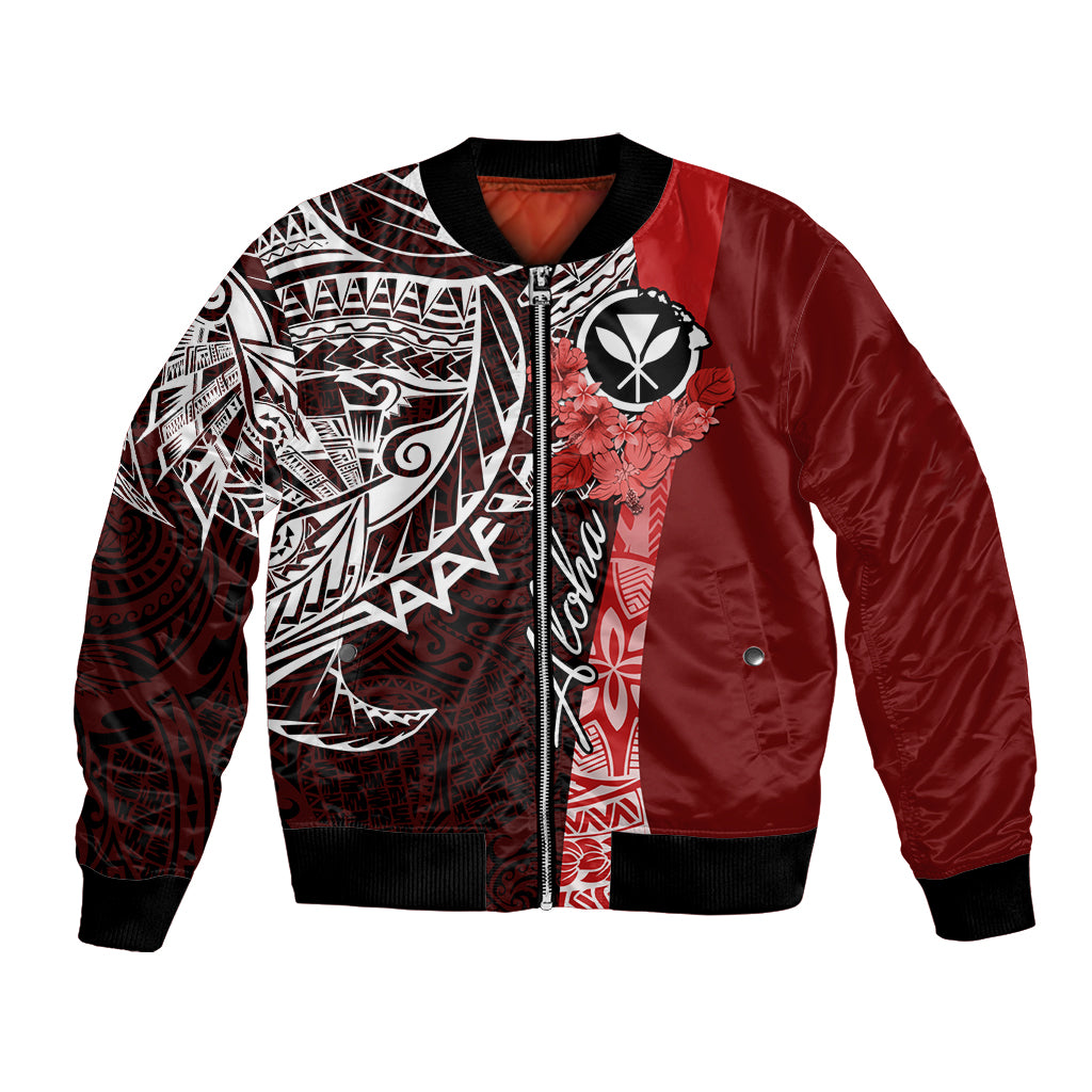 Aloha Vintage Hawaii Tribal Bomber Jacket Red Style LT9 Unisex Red - Polynesian Pride