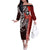 Aloha Vintage Hawaii Tribal Off The Shoulder Long Sleeve Dress Red Style LT9 Women Red - Polynesian Pride