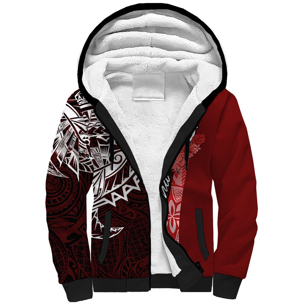Aloha Vintage Hawaii Tribal Sherpa Hoodie Red Style LT9 Unisex Red - Polynesian Pride
