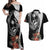 Hafa Adai Guam Couples Matching Off Shoulder Maxi Dress and Hawaiian Shirt Tropical Flowers with Polynesian Pattern LT9 Black - Polynesian Pride