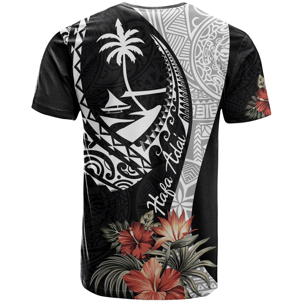 Hafa Adai Guam T Shirt Tropical Flowers with Polynesian Pattern LT9 - Polynesian Pride