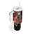 Guam Hafa Adai Tumbler With Handle Tropical Flowers with Polynesian Pattern