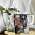 Guam Hafa Adai Tumbler With Handle Tropical Flowers with Polynesian Pattern