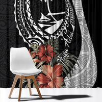 Hafa Adai Guam Window Curtain Tropical Flowers with Polynesian Pattern LT9 - Polynesian Pride