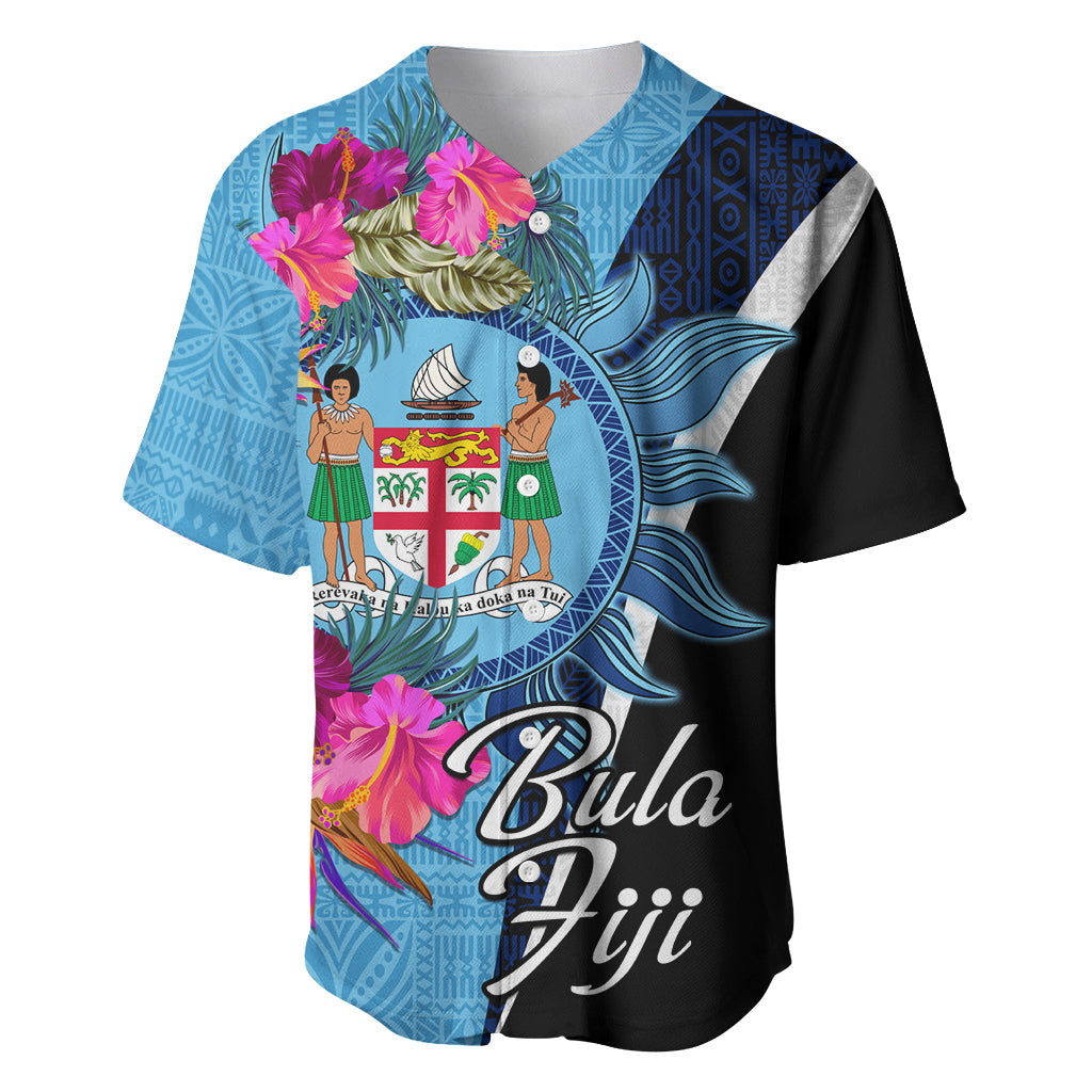 Bula Fiji Vintage Fijian Masi Pattern Baseball Jersey Blue Unique LT9 Blue - Polynesian Pride