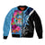 Bula Fiji Vintage Fijian Masi Pattern Bomber Jacket Blue Unique LT9 Unisex Blue - Polynesian Pride