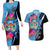 Bula Fiji Vintage Fijian Masi Pattern Couples Matching Long Sleeve Bodycon Dress and Hawaiian Shirt Blue Unique LT9 Blue - Polynesian Pride