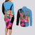 Bula Fiji Vintage Fijian Masi Pattern Couples Matching Long Sleeve Bodycon Dress and Long Sleeve Button Shirt Blue Unique LT9 - Polynesian Pride