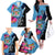 Bula Fiji Vintage Fijian Masi Pattern Family Matching Off Shoulder Long Sleeve Dress and Hawaiian Shirt Blue Unique LT9 - Polynesian Pride