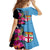 Bula Fiji Vintage Fijian Masi Pattern Family Matching Off Shoulder Short Dress and Hawaiian Shirt Blue Unique LT9 - Polynesian Pride