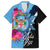 Bula Fiji Vintage Fijian Masi Pattern Family Matching Short Sleeve Bodycon Dress and Hawaiian Shirt Blue Unique LT9 Dad's Shirt - Short Sleeve Blue - Polynesian Pride