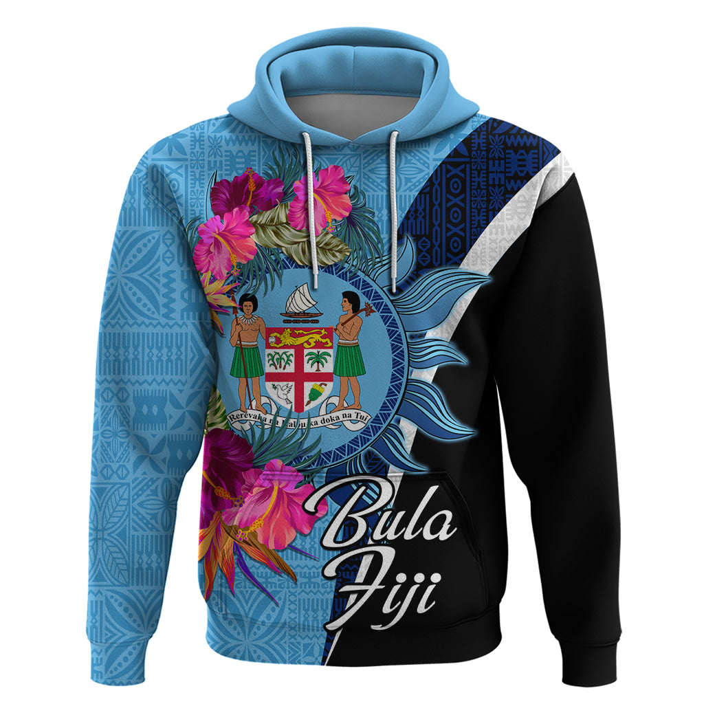 Bula Fiji Vintage Fijian Masi Pattern Hoodie Blue Unique LT9 Pullover Hoodie Blue - Polynesian Pride