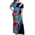 Bula Fiji Vintage Fijian Masi Pattern Off Shoulder Maxi Dress Blue Unique LT9 Women Blue - Polynesian Pride