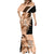 Bula Fiji Vintage Fijian Masi Pattern Mermaid Dress Peach Fuzz Unique LT9 - Polynesian Pride