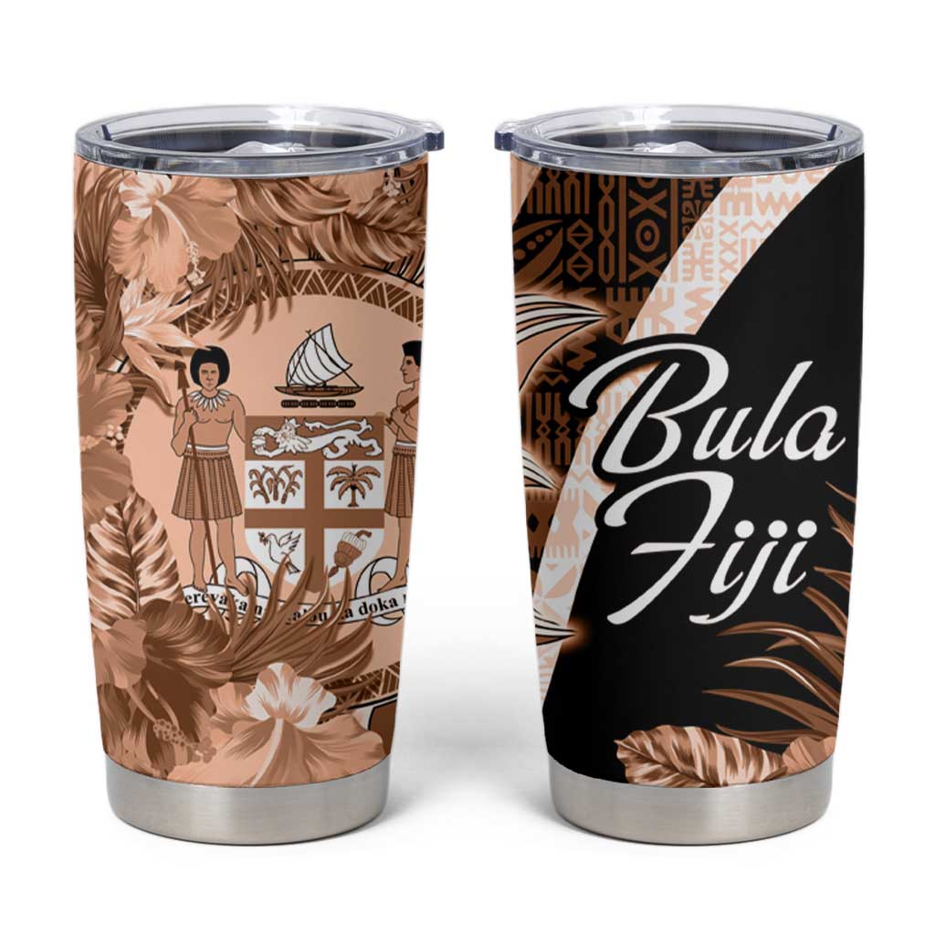 Bula Fiji Vintage Fijian Masi Pattern Tumbler Cup Peach Fuzz Unique LT9 Peach Fuzz - Polynesian Pride