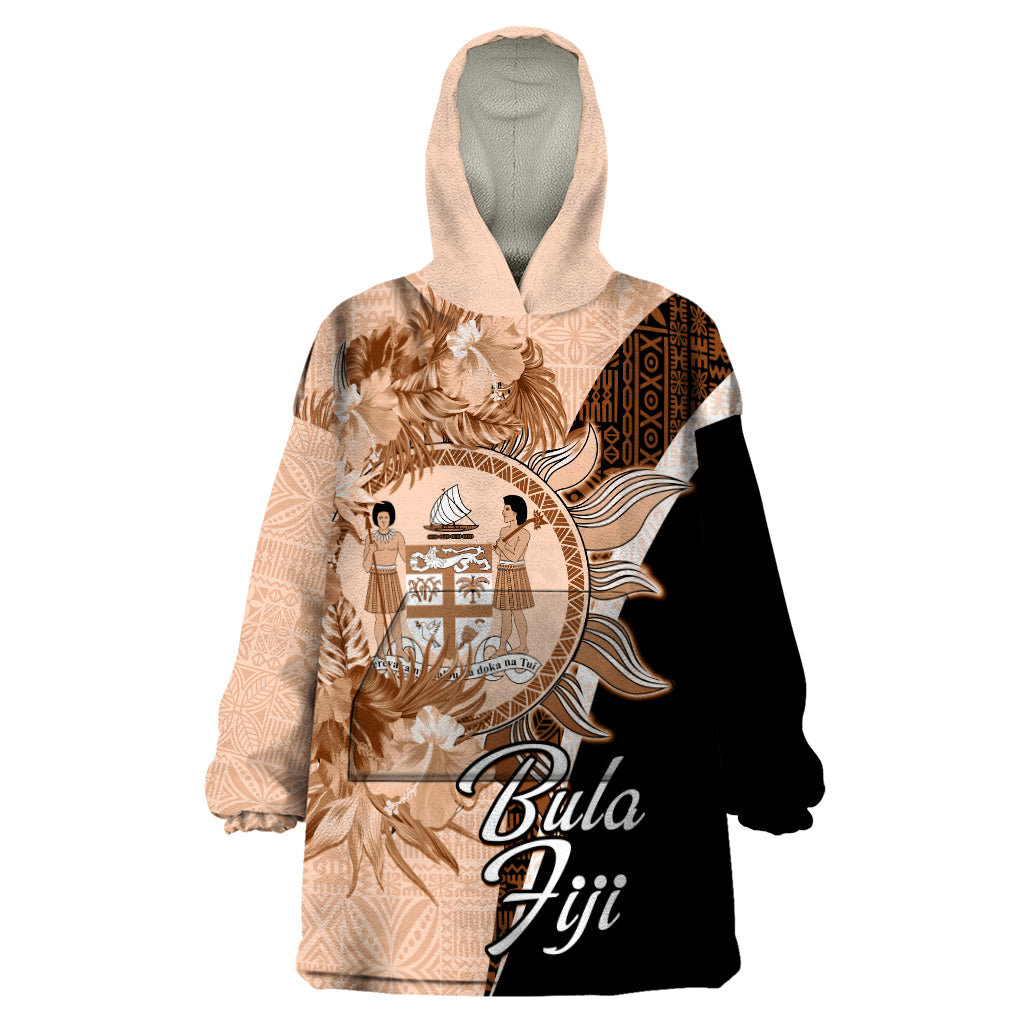 Bula Fiji Vintage Fijian Masi Pattern Wearable Blanket Hoodie Peach Fuzz Unique LT9 One Size Peach Fuzz - Polynesian Pride