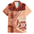 Vintage Tonga Kahoa Heilala Flower Family Matching Long Sleeve Bodycon Dress and Hawaiian Shirt LT9 Dad's Shirt - Short Sleeve Peach Fuzz - Polynesian Pride