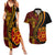 Vintage Tonga Malo E Lelei Ngatu Pattern Couples Matching Summer Maxi Dress and Hawaiian Shirt LT9 Red - Polynesian Pride