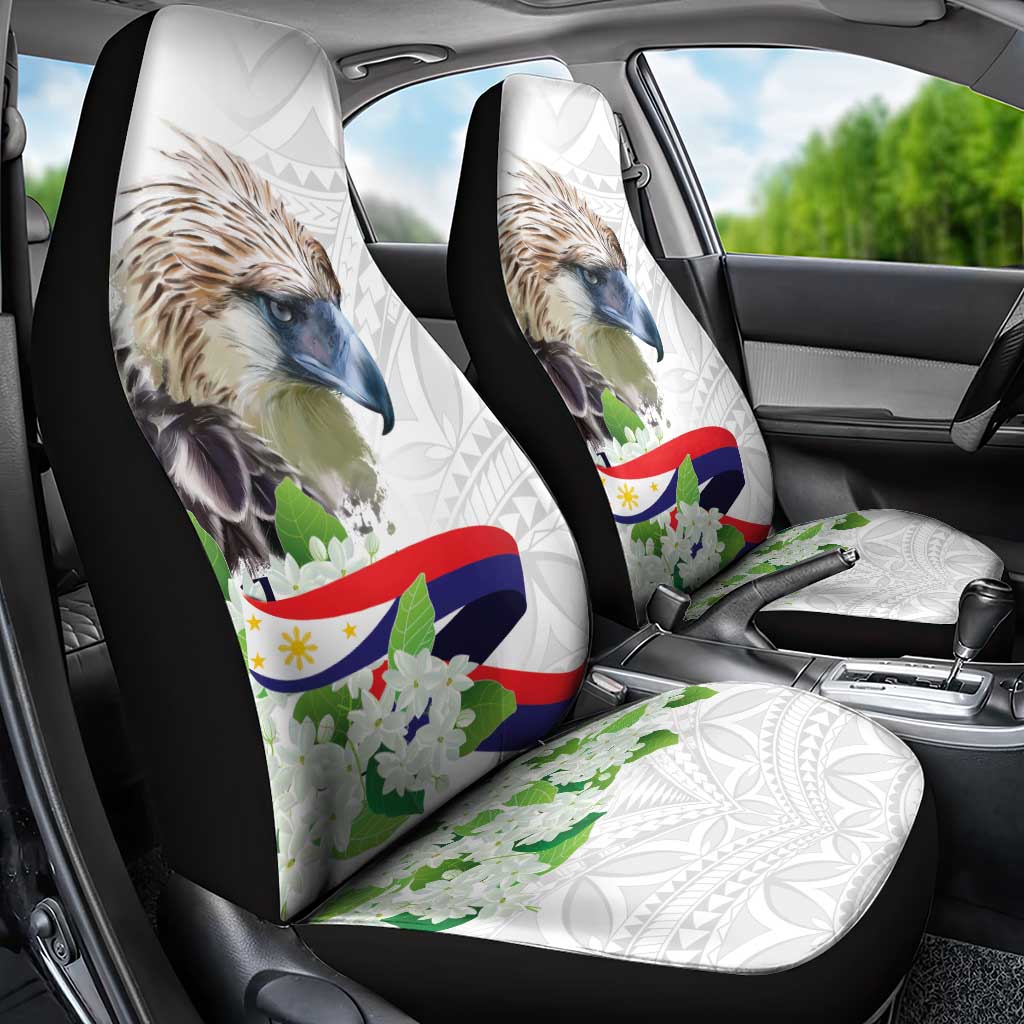 Philippines Eagle and Sampaguita Flowers Car Seat Cover Polynesian Pattern LT9 - Polynesian Pride