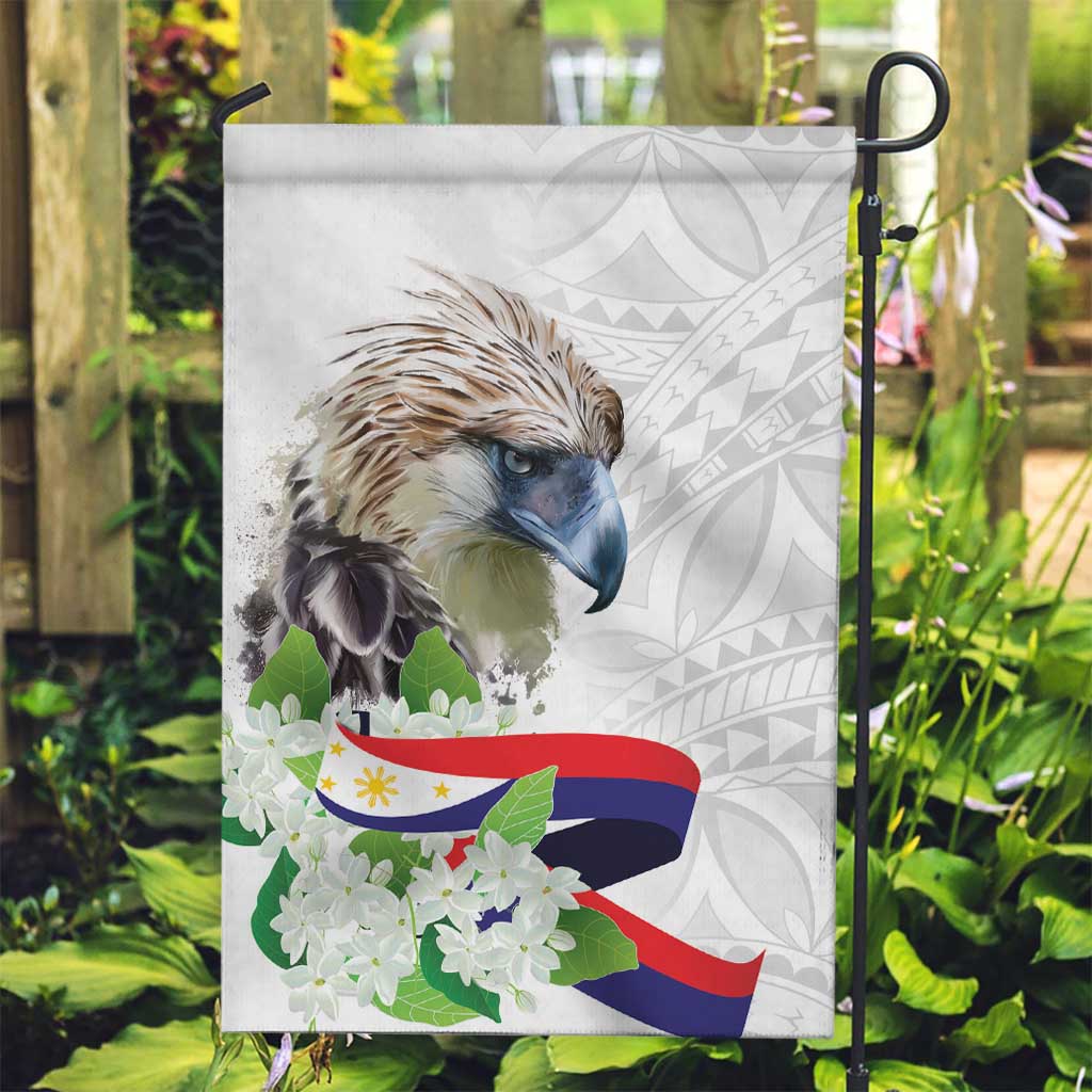 Philippines Eagle and Sampaguita Flowers Garden Flag Polynesian Pattern LT9 Garden Flag White - Polynesian Pride