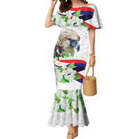 Philippines Eagle and Sampaguita Flowers Mermaid Dress Polynesian Pattern LT9 Women White - Polynesian Pride