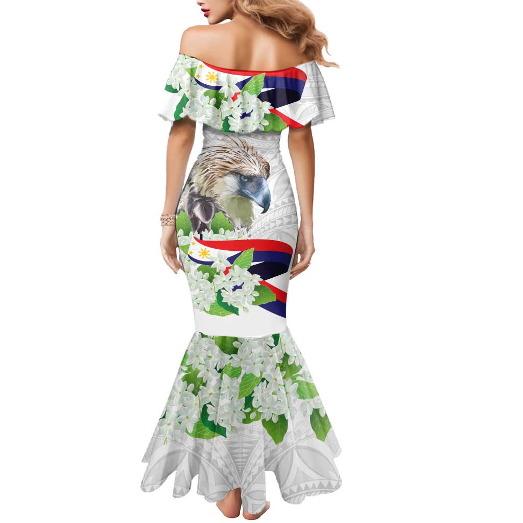 Philippines Eagle and Sampaguita Flowers Mermaid Dress Polynesian Pattern LT9 - Polynesian Pride