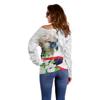Philippines Eagle and Sampaguita Flowers Off Shoulder Sweater Polynesian Pattern LT9 - Polynesian Pride