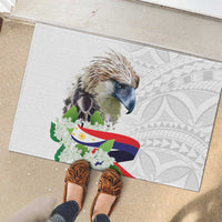 Philippines Eagle and Sampaguita Flowers Rubber Doormat Polynesian Pattern LT9 - Polynesian Pride