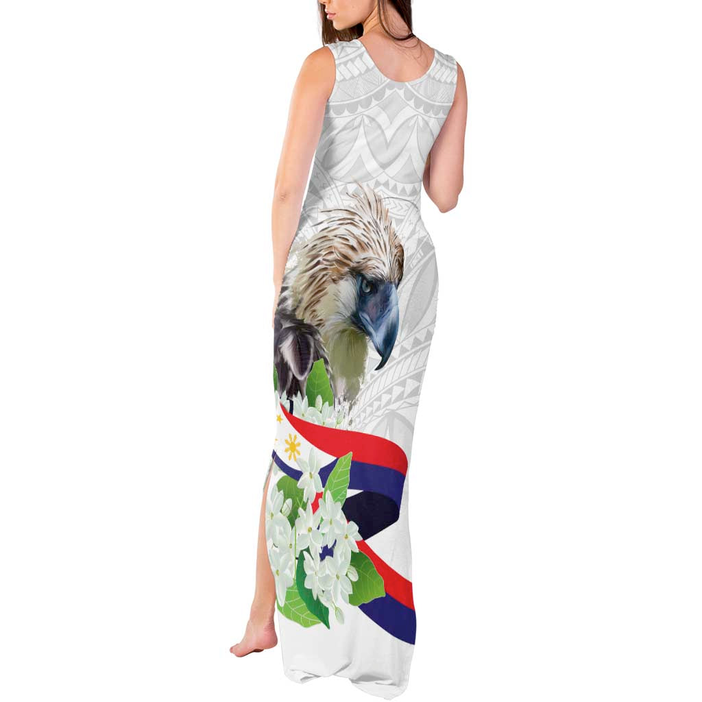 Philippines Eagle and Sampaguita Flowers Tank Maxi Dress Polynesian Pattern LT9 - Polynesian Pride