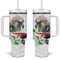 Philippines Eagle and Sampaguita Flowers Tumbler With Handle Polynesian Pattern LT9 One Size: 40 oz White - Polynesian Pride