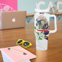 Philippines Eagle and Sampaguita Flowers Tumbler With Handle Polynesian Pattern LT9 - Polynesian Pride