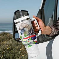 Philippines Eagle and Sampaguita Flowers Tumbler With Handle Polynesian Pattern LT9 - Polynesian Pride