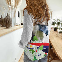 Philippines Eagle and Sampaguita Flowers Women Casual Shirt Polynesian Pattern LT9 - Polynesian Pride