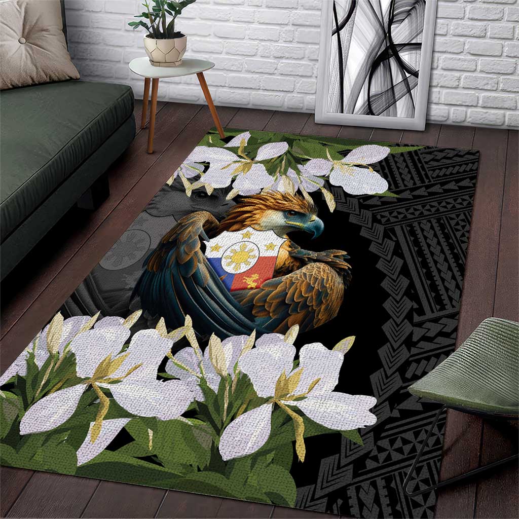 Philippines Eagle with Coat Of Arm Area Rug Simple Sampaguita Jasmine