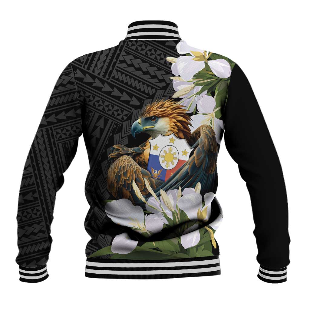 Philippines Eagle with Coat Of Arm Baseball Jacket Simple Sampaguita Jasmine LT9 - Polynesian Pride
