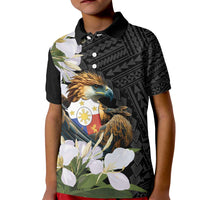 Philippines Eagle with Coat Of Arm Kid Polo Shirt Simple Sampaguita Jasmine LT9 Kid Black - Polynesian Pride