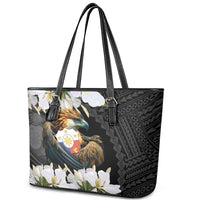 Philippines Eagle with Coat Of Arm Leather Tote Bag Simple Sampaguita Jasmine LT9 - Polynesian Pride