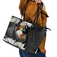 Philippines Eagle with Coat Of Arm Leather Tote Bag Simple Sampaguita Jasmine LT9 - Polynesian Pride