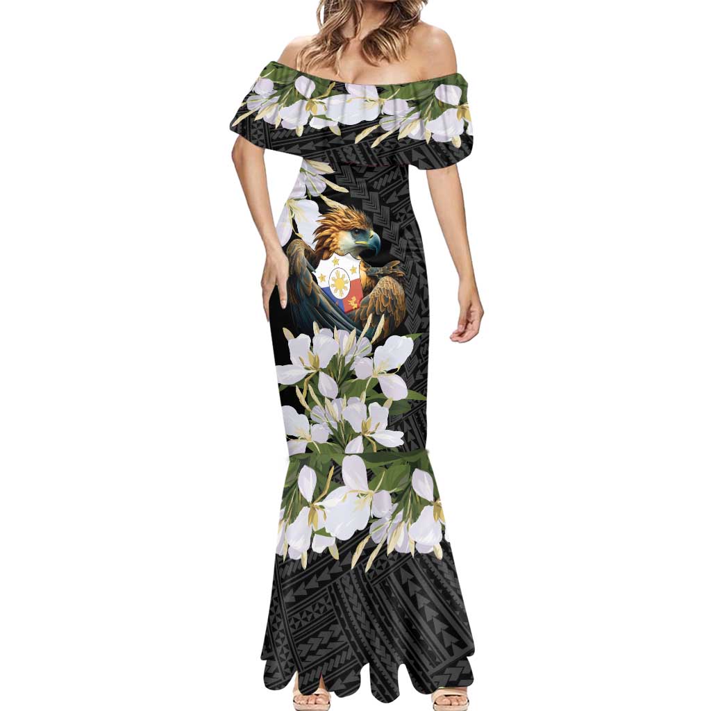 Philippines Eagle with Coat Of Arm Mermaid Dress Simple Sampaguita Jasmine LT9 - Polynesian Pride