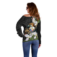 Philippines Eagle with Coat Of Arm Off Shoulder Sweater Simple Sampaguita Jasmine LT9 - Polynesian Pride