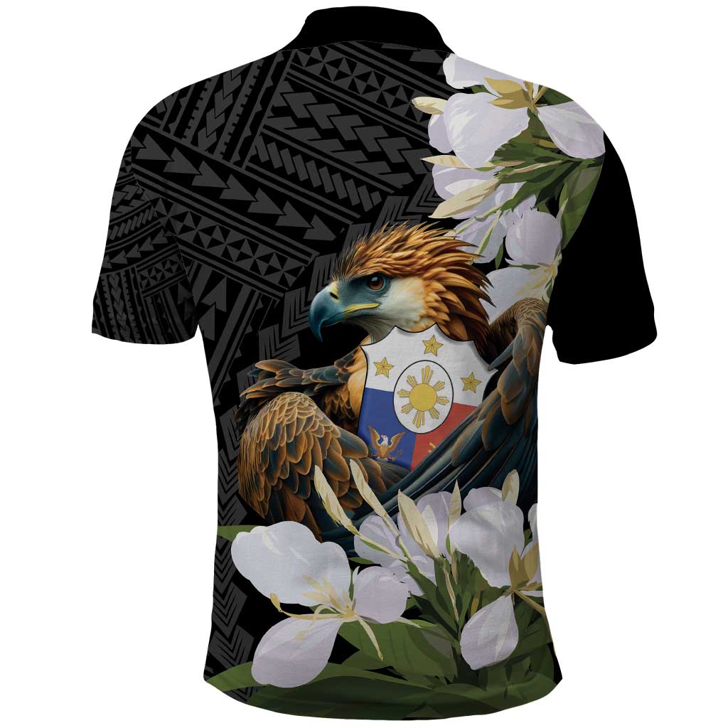 Philippines Eagle with Coat Of Arm Polo Shirt Simple Sampaguita Jasmine LT9 - Polynesian Pride